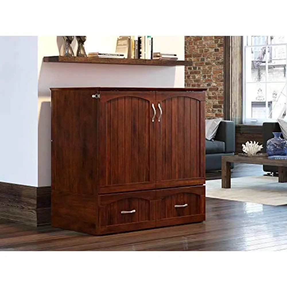 Twin XL Storage Bed Drawer USB Charger CoolSoft Gel Memory Foam Walnut Wood 800lbs Capacity