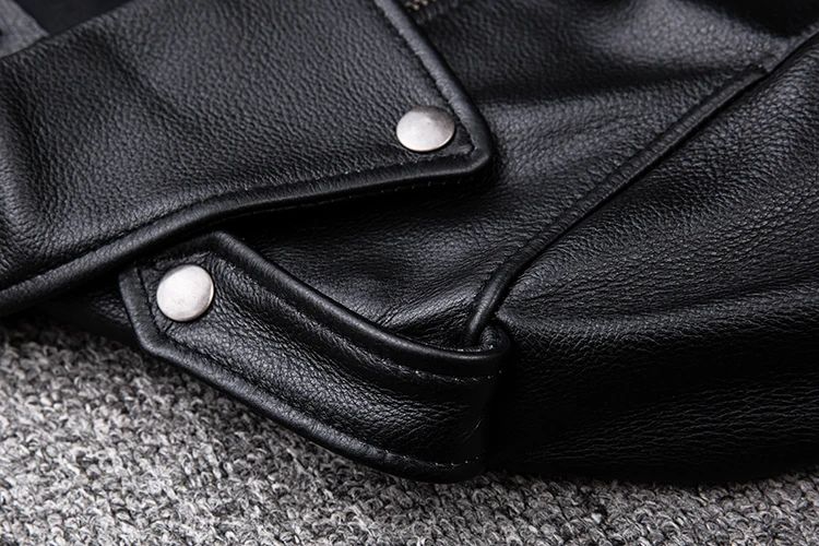 Spring Classical Motorcycle oblique zipper Jackets Men Leather Jacket Natural Calf Skin Thick Slim Cowhide Moto Jacket man