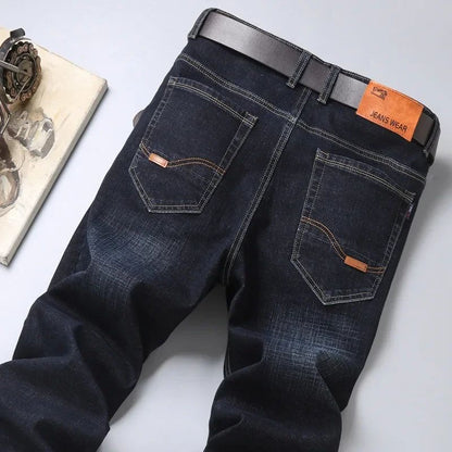 Quatro Estações Calça Jeans Perna Reta Elástica Casual de Negócios Calça Jeans Atacado Homem Masculino Adulto Cavalheiro Confortável Alta Qualidade