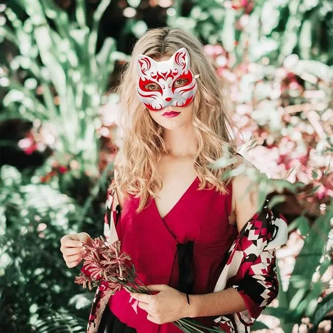 5-50Pcs Cat Fox Mask Halloween Blank Mask Costume for Adults for Holiday Party Role playing accessories