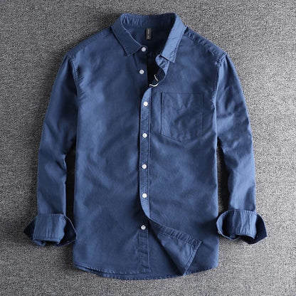 Basic Minimalist Men Shirt Jacket Pure Cotton Washed Oxford Military Light Casual Work Safari Style Shirts Mens Tops Shirt