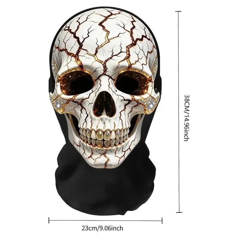 Skull Mask with Cracked Starry Eyes — A Quirky Headpiece Perfect for Halloween Cosplay. Also Doubles As A Breathable for Outdoor