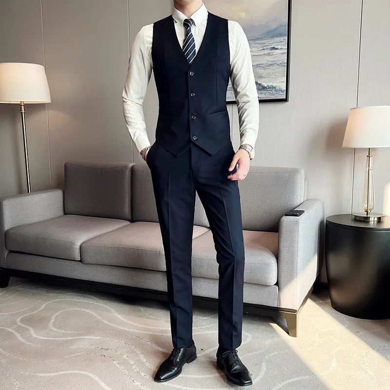 LIBIELIY High Quality Fashion Business Casual (suit + Vest + Trousers) British Style European And American Wedding Dress Three-p