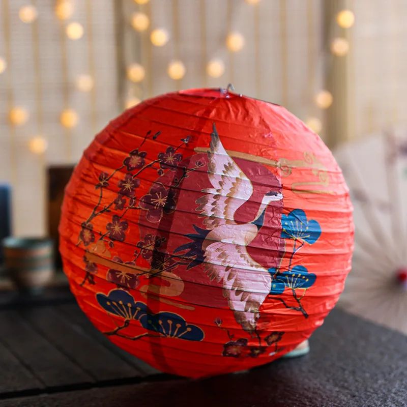 12Inch Printed Flower Round Chinese Paper Lanterns Birthday Wedding Decor Craft DIY Festival Lantern Party Supplies