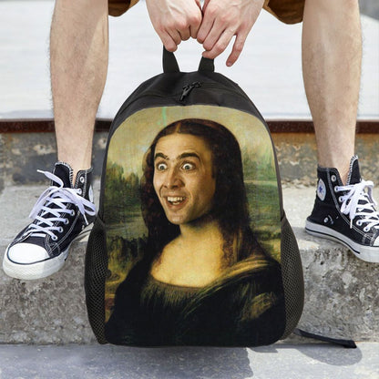 Custom Nicolas Cage Meme Laptop Backpack Women Men Basic Bookbag for College School Student Funny Bags