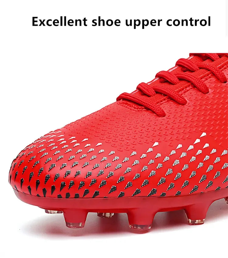 Red Male Football Boots Outdoor Training Football Field Cleats Man Lace-Up Anti-Slip Men’s Soccer Shoes Society botas de futbol
