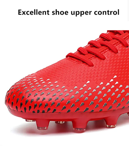 Red Male Football Boots Outdoor Training Football Field Cleats Man Lace-Up Anti-Slip Men’s Soccer Shoes Society botas de futbol