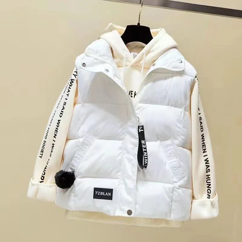 2024 New Autumn Winter Solid Loose Vest Women Down Cotton Vest Female Warm Sleeveless Short Coat Jacket Windproof Warm Waistcoat