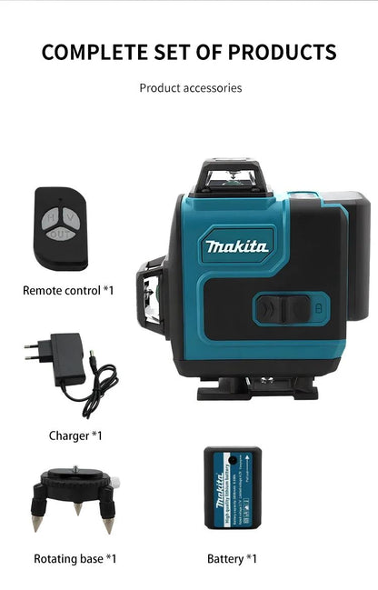 Nível a Laser Makita 16 Linhas Profissional Horizontal Vertical Laser Verde Automático 360° Autonivelante Nível a Laser Ferramentas de Construção