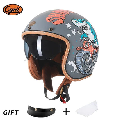 Capacetes Cyril para Motocicletas Acessórios 3/4 Abertos Leves Certificado DOT Segurança Retrô Cascos Moto Capacete