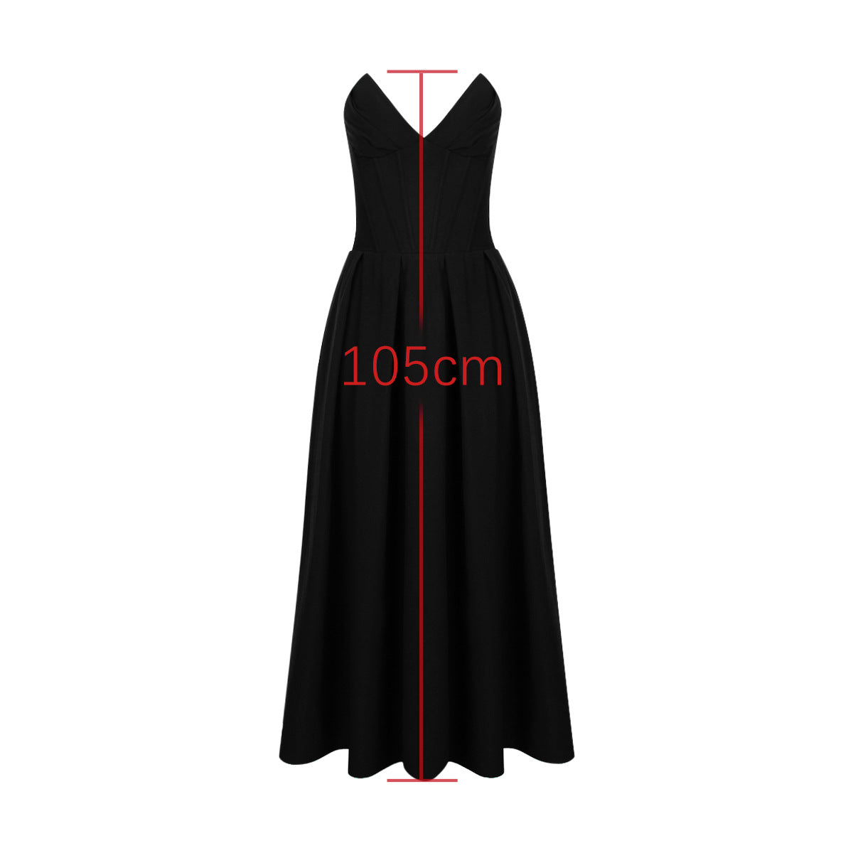 Suninheart Black Elegant Wedding Events Dress Sexy Strapless Corset Dress Midi C