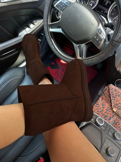 Comfortable Solid Color Medium Top Snow Boots Versatile Non-slip Winter Warm Outdoor Boots