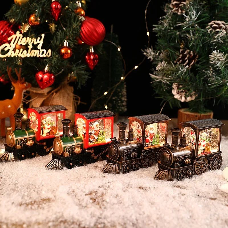 2026 Christmas Gift Christmas Crystal Ball Ornaments LED Lights Train Santa Claus Merry Christmas Decoration for Home Party Xmas
