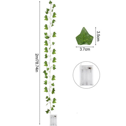 2/5/10M Silk Leaves Fake Creeper Green Leaf Ivy Vine LED String Lights for Home Wedding Hanging Garland Artificial Plants Decor