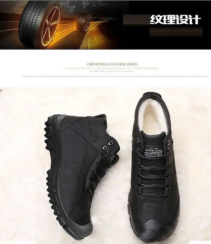 2025 Quente Venda Inverno Novo Sapatos de Algodão Mais Lã Grossa Casual Sapatos Esportivos Masculinos Tênis Cano Alto de Couro Moda Botas de Neve