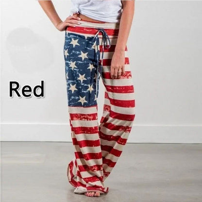 Plus Size L-8XL Fashion Women Casual Loose Stretch Printing Long Wide Leg Yoga Pants Drawstring  Lounge Pants Pajama Pants