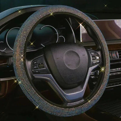 Capa de Volante de Carro 37/38cm Universal Strass Diamante Brilhante Elasticidade Acessórios Internos para Carro Para Quatro Estações