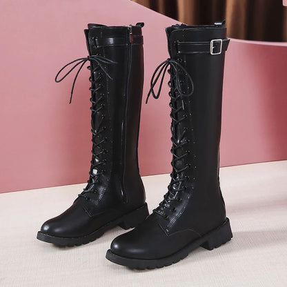 Winter New Style Round-toe Thick-soled Cross-strap Fashionable Motorcycle Boots, Comfortable Non-slip Trendy Women's Boots