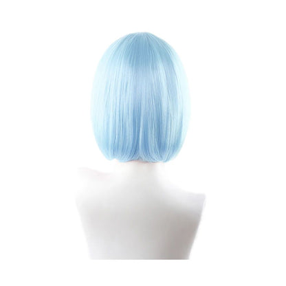 High-Quality Anime Ram Rem Cosplay Synthetic Hair 12-Inch Blue And Pink Short Halloween Daily Party Heat-Resistant Wig Natural