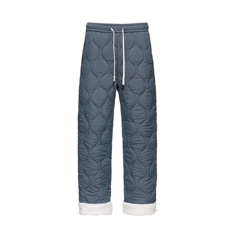 Calça de Neve Masculina, Marca de Moda, Grossa, À Prova de Vento, Quente, Veludo de Cordeiro, Calça Feminina Casual, À Prova de Frio, Acolchoada com Algodão e Penugem
