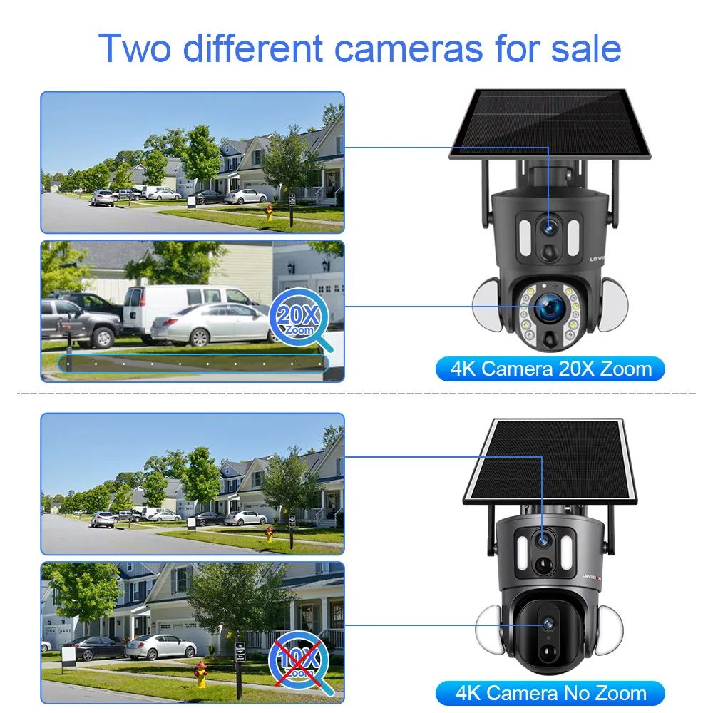 LS VISION 4K 20X Optical Zoom Dual Screen Solar Camera Outdoor 8MP 4G/WiFi PTZ Dual PIR Detection Auto Tracking Security Cameras