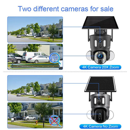 LS VISION 4K 20X Optical Zoom Dual Screen Solar Camera Outdoor 8MP 4G/WiFi PTZ Dual PIR Detection Auto Tracking Security Cameras