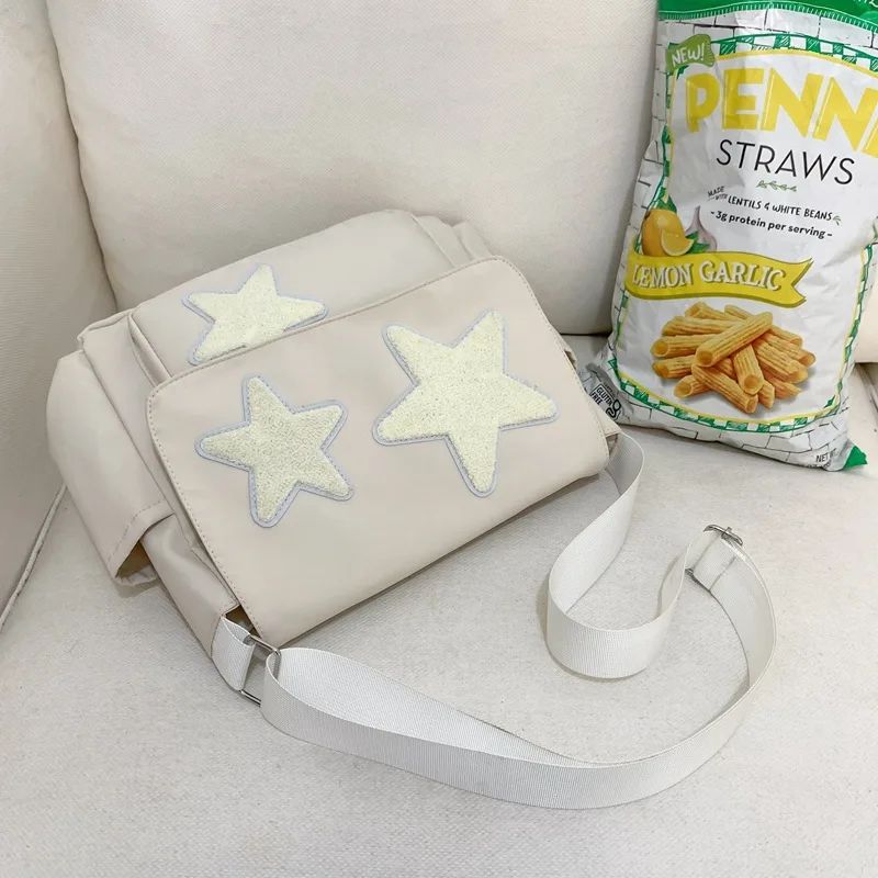 Women Star Pattern Y2k Messenger Bag Casual Tote Lady Simple Large Capacity Shoulder Bag Girl Travel School Bookbag Handbag
