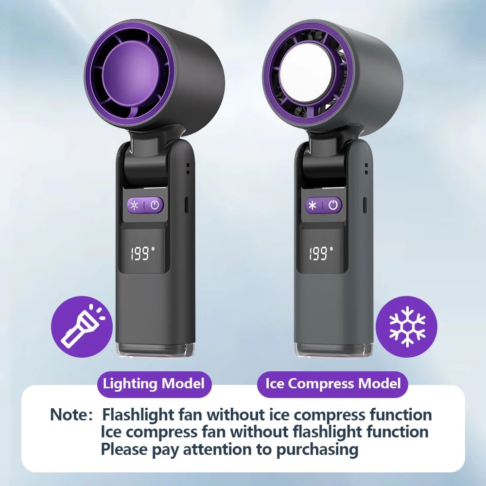 Mini Handheld Turbo Fan Foldable Design 1-199-Speed Wind 4000mAh Rechargeable Digital Display Protable Pocket Fans for Outdoor