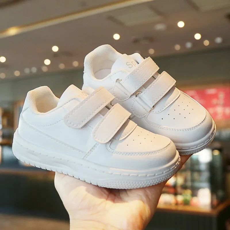 Children's White Shoes Spring and Autumn Kid's Sports Shoes Anti slip Lightweight Boys Board Shoes Soft Sole Baby Casual Shoes