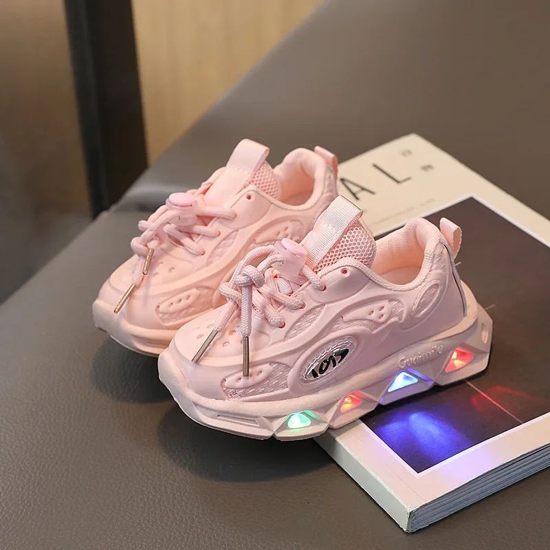 Baby Shoes2025 Spring Autumn New Boys and Girls Light Up Clunky Sneaker Small and Medium-sized Children's Soft Soled Baby Shoes