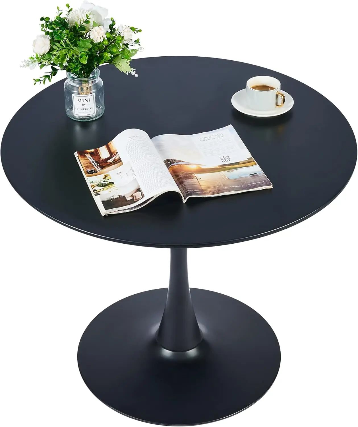 Small Pedestal Table for Dining Room Kitchen Living Room Round Dining Table, 36 Inch Tulip Table with MDF Top and Steel Base
