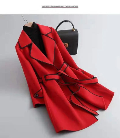 Double-Sided Woolen Coat Winter New Style Korean Version Cashmere Women's Mid-Length Fashionable Woolen Jacket Outerwear