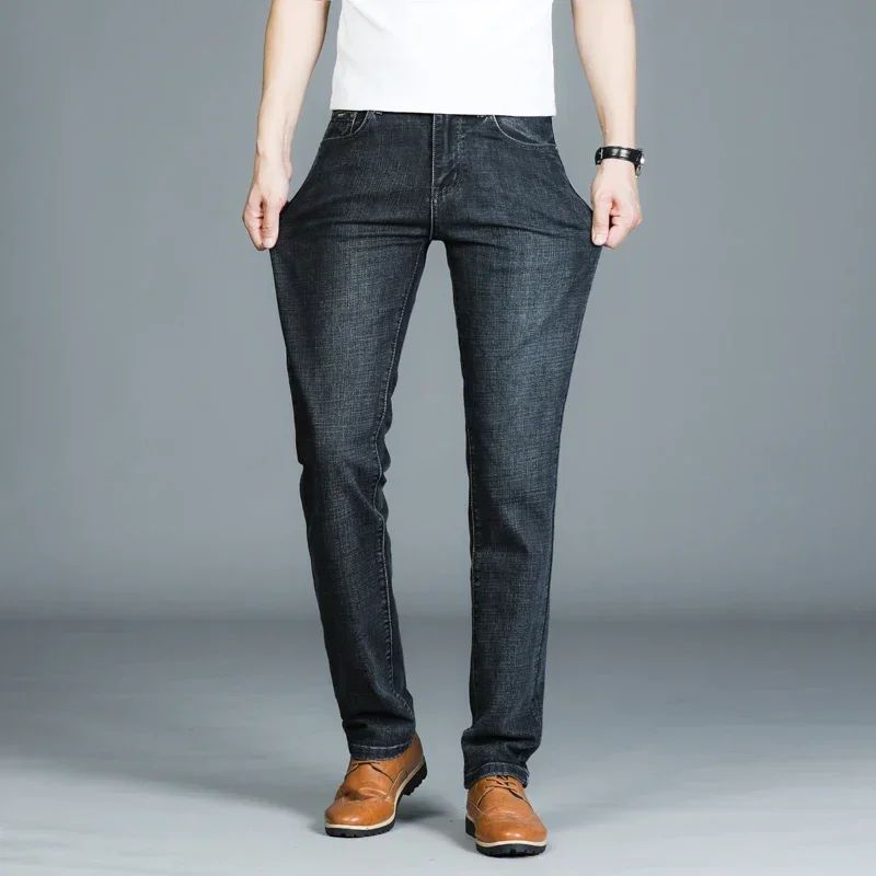 Mens High Quality Jeans Fashion Straight Denim Pants Men Classic Casual Jeans Male Plus Size Denim Trousers Ripped Jeans 28-40