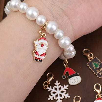 100/2Pcs Mixed Christmas Theme Keychains Clip-on Pendant Xmas DIY Making Pendants Necklaces Earrings Bracelets Handmade Jewelry