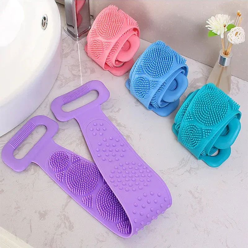 Body Silicone Brush Scrub Body Exfoliating Sponge Brush Bathroom Shower Back Brush Bath Scrub Clean Tool Stain Removal Bath Belt