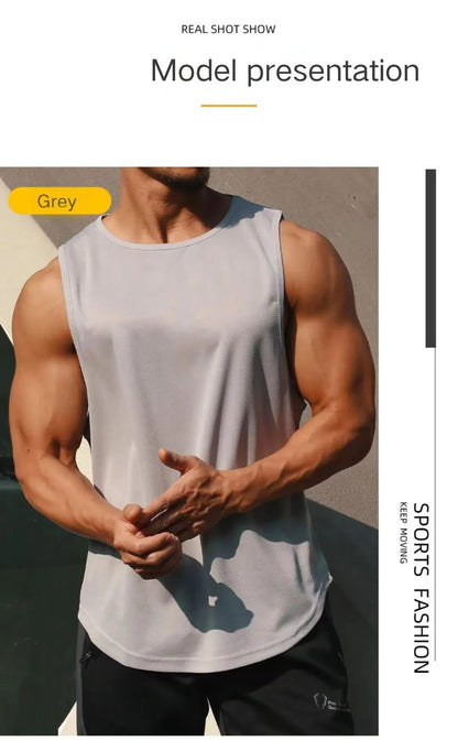 2025 Summer Plus Size Men Clothing Tank Tops Black White Gray Singlets Sleeveless Fitness Men Vest Casual Bodybuilding Vest New