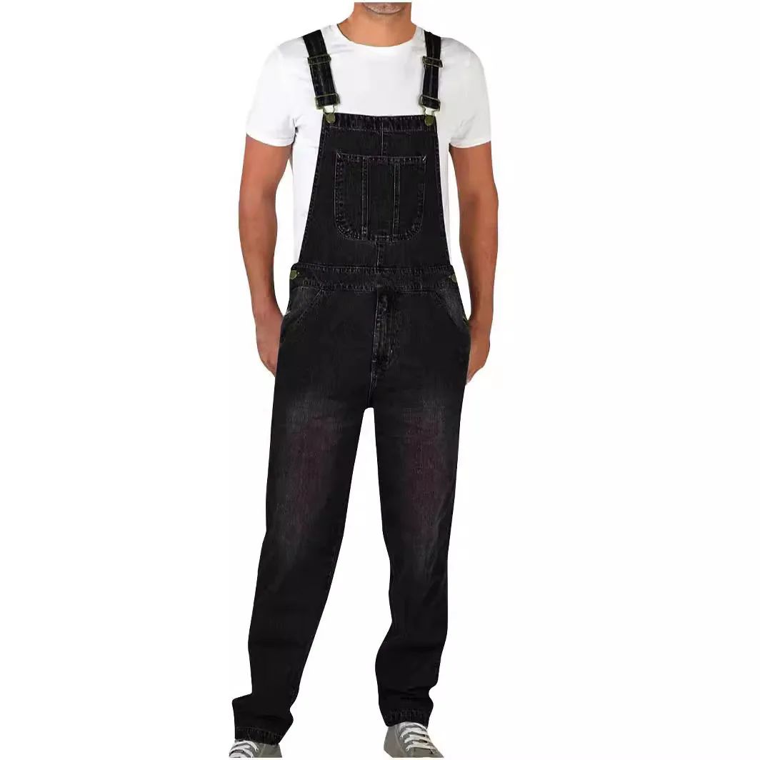 Calça Jeans Masculina Reta Larga Estilo Americano Vintage Macacão de Trabalho Casual