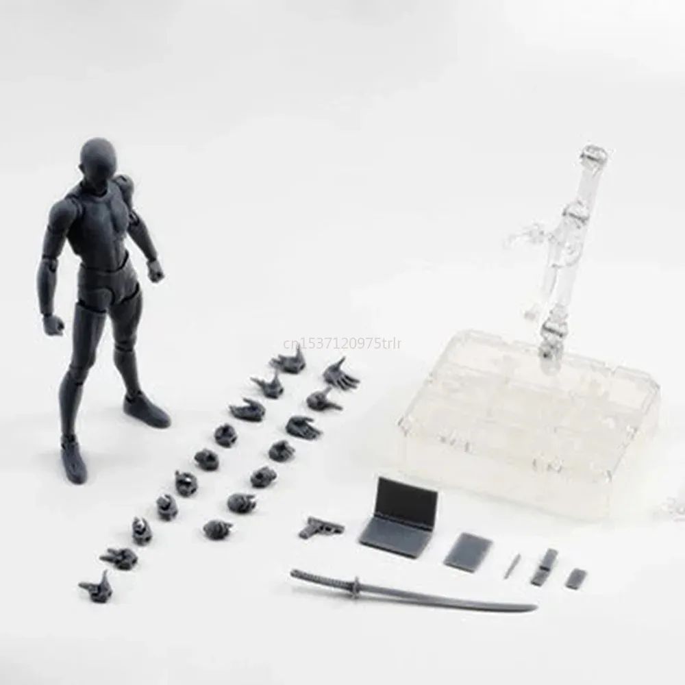15cm Boneco Colecionável Multiarticulado SHFiguarts BODY KUN / BODY CHAN Versão Cores Cinza/Laranja Figura de Ação em PVC Brinquedos Modelo Colecionáveis