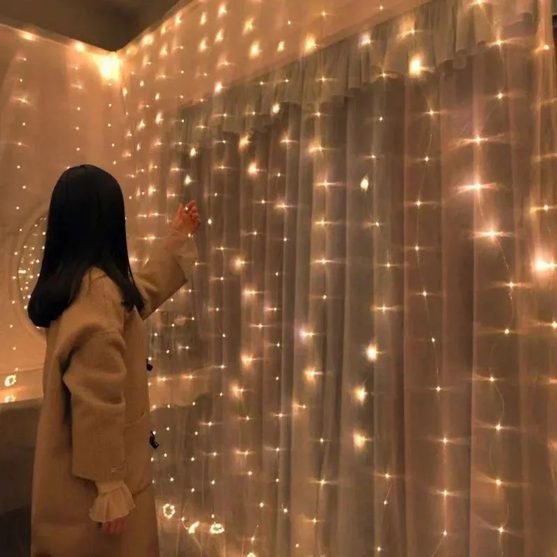 USB Curtain Lights - 8 Lighting Modes LED Fairy String Light for Christmas Halloween New Year Wedding Party Home Garden Decor