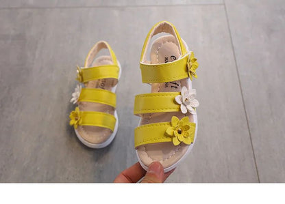 Girls Sandals Gladiator Flowers Sweet Soft Children Beach Shoes Kids Summer Floral Sandals Princess Fashion Cute High Quality