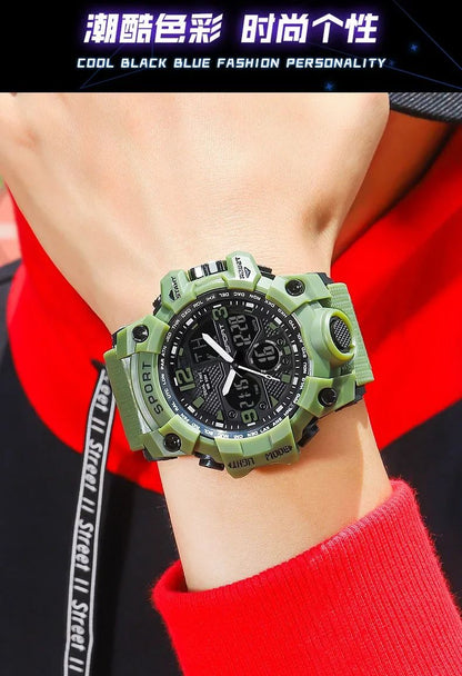 Hot shopping Teenage Men's Junior High School Student Fashion Trend Black Technology Sports Glow Men's Electronic Watch