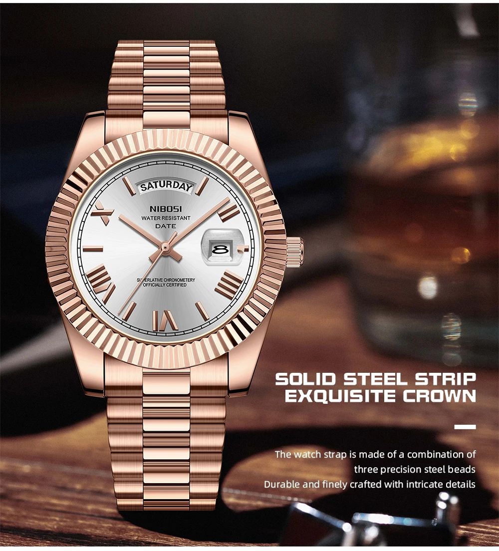 NIBOSI Brand Original Stainless Steel Quartz Watches For Men Luxury Date Display Luminous Fashion Men's Watch relogios masculino