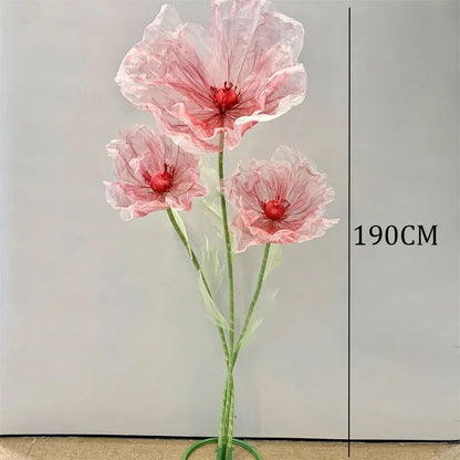 190cm Artificial Flowers Wedding Decor Props Road Lead Flower Silk Yarn Flower Poppy Window Display Garden Decoration Home Decor