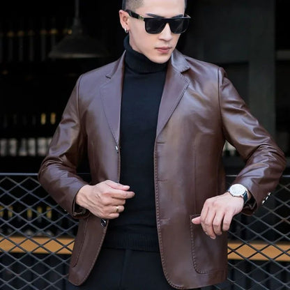 Thin Men's Suit Jackets Coat Short Cropped Male Blazer Leather Slim Fit Premium Simple Breasted New In Fashionable Elegant