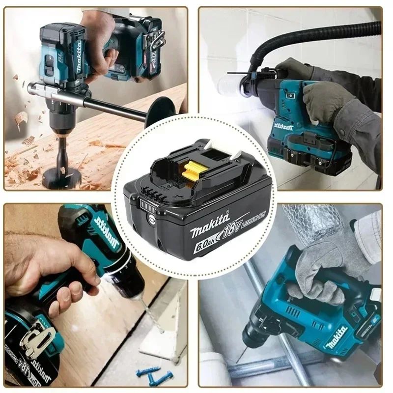 Bateria original Makita 18V 6.0Ah 5.0Ah recarregável BL1840 BL1830B BL1830B para ferramentas elétricas, carregador Makita 18V