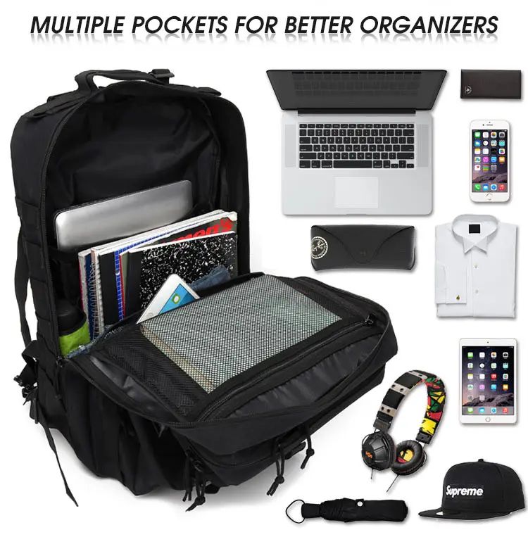 Mochila Tática Militar de 60L Masculina para Viagem, Grande Capacidade, Impermeável, Esportiva ao Ar Livre, Bolsas Multifuncionais
