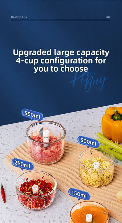 350ML Electric Meat Grinders Food Crusher Garlic masher USB Multifunctional Vegetable Slicer Processor Chopper Kitchen Blenders