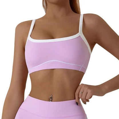 Yoga Sports Bra Color Clashing Shock Absorbing Brassiere Women Full Cup Breathable Gym Tube top Bra Yoga Workout Underwear