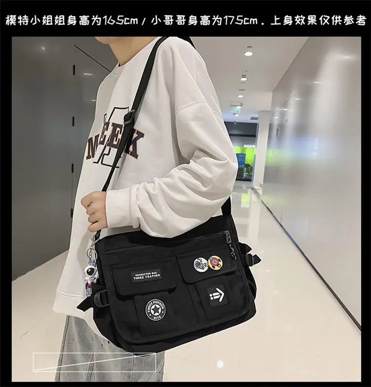 Harajuku Men Nylon Crossbody Bags for Women Messenger Bag Girls School Book Bags Youth Canvas Handbags Shoulder Bag Sac Bolsas