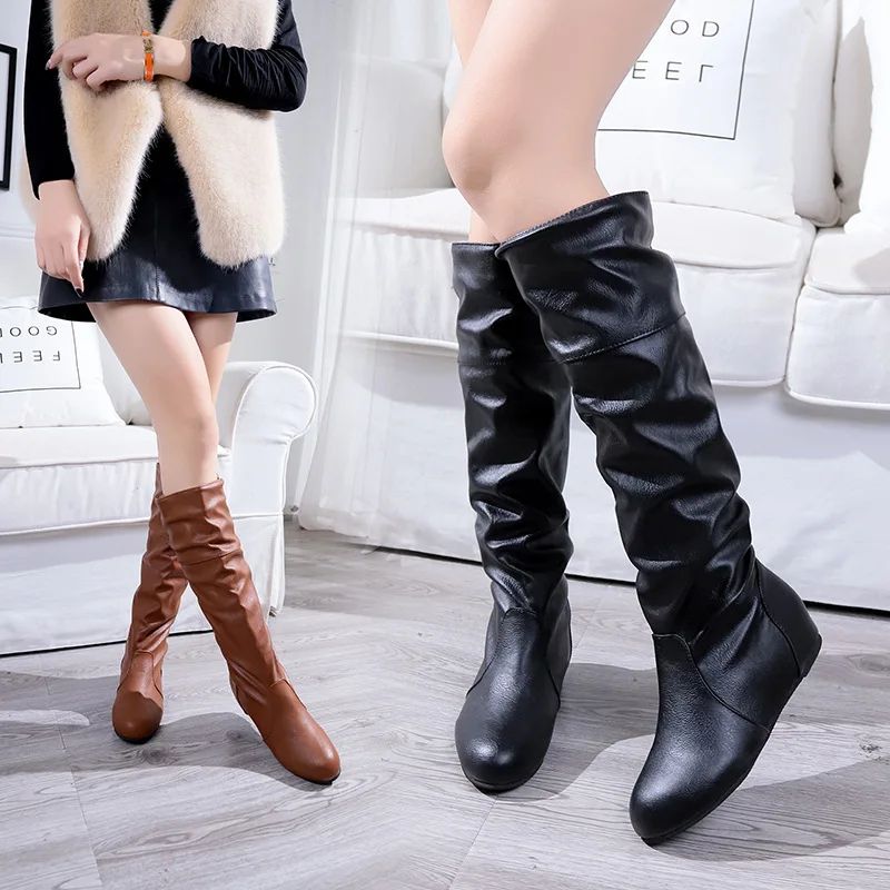 Flat Shoes Spring Autumn Women High Boots Long Western Cowboy Boots Women Footwear Large size 35-43 2024 Mid-Calf Boots Women